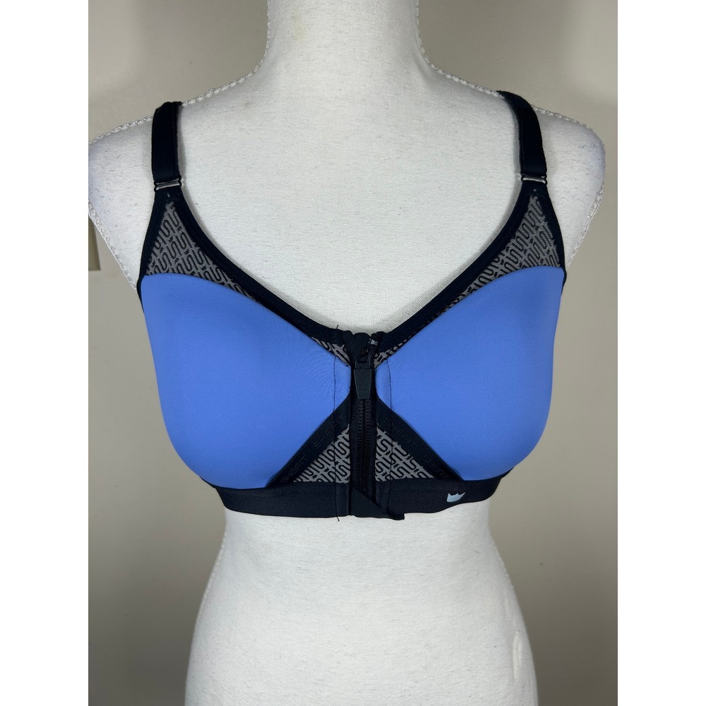 SHEFIT Exhilarate Sports Bra Women S Blue Black Front Zip High Impact Athletic